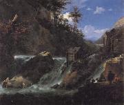 Jan Asselijn Landscape with Waterfall oil painting reproduction